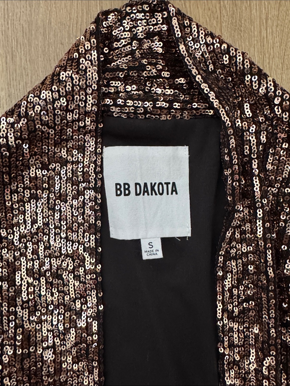 Anthropologie/BB Dakota Rose Gold and Black Sequin Duster - Picture 2 of 8